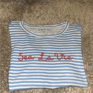 ‼️SOLD‼️
LOFT Blue & White Striped 'Sea La Vie' Tee